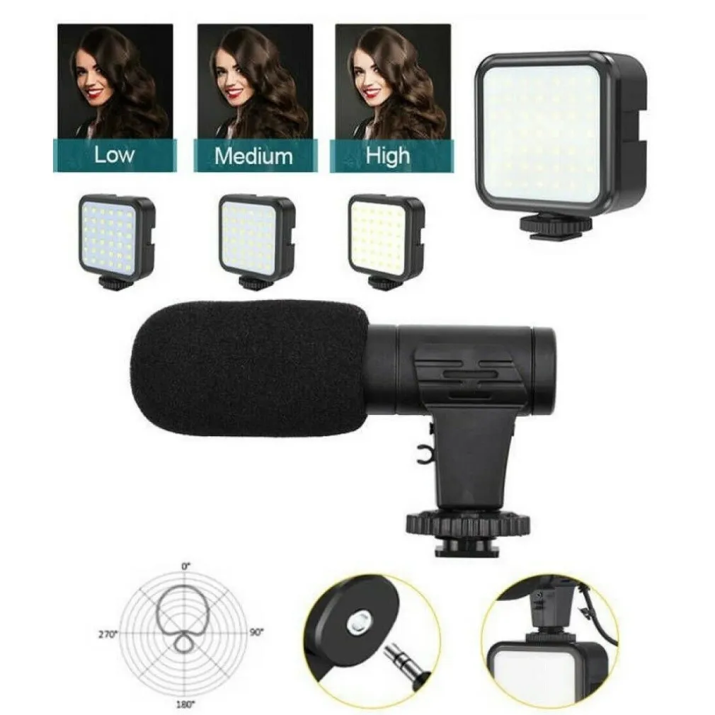 SUPPORTO STABILIZZATORE PORTATILE VIDEOCAMERA SMARTPHONE LUCE MICROFONO AY-49U