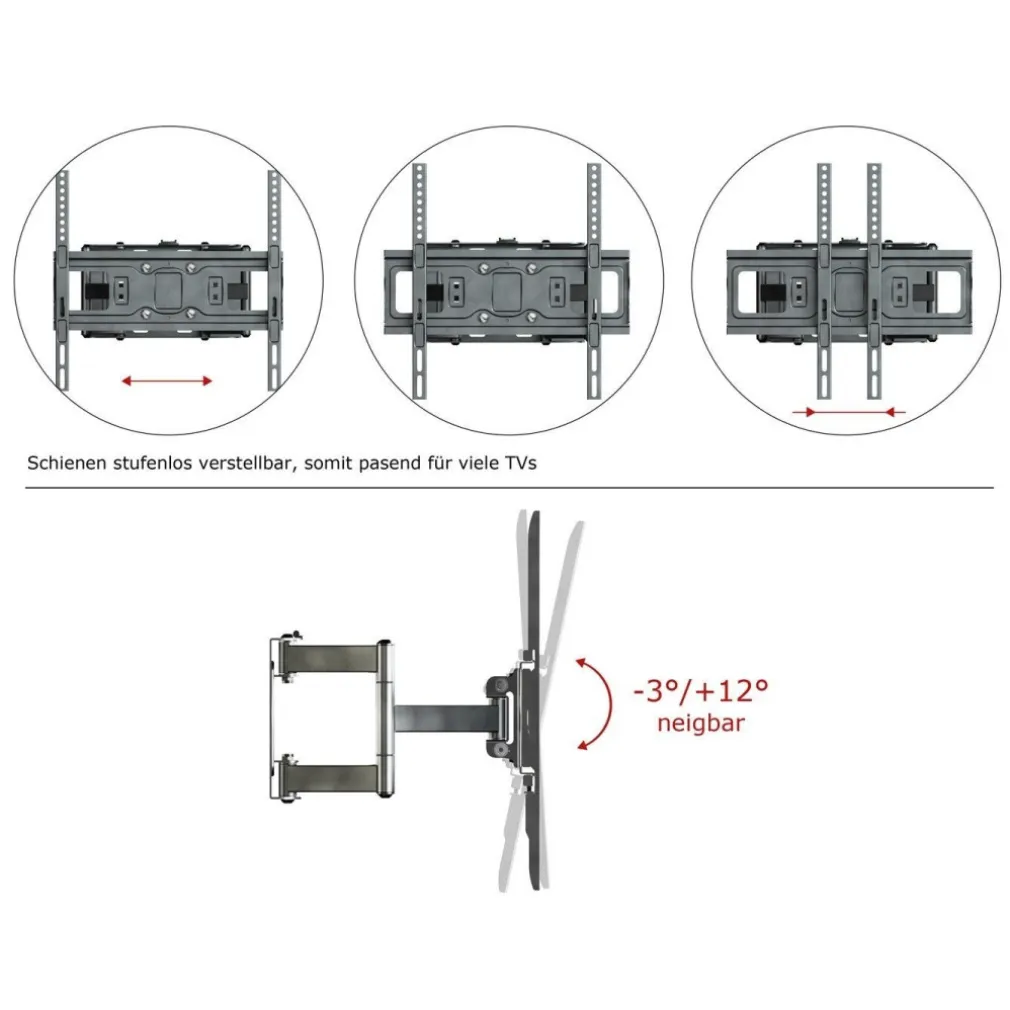 SUPPORTO STAFFA PARETE BRACCIO MURO TV LCD TFT LED PLASMA 26-55" 56 kg