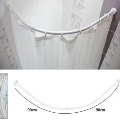 SUPPORTO TENDA DOCCIA ANGOLARE BIANCO BAGNO 90X90CM BASTONE ASTA TELAIO CURVO