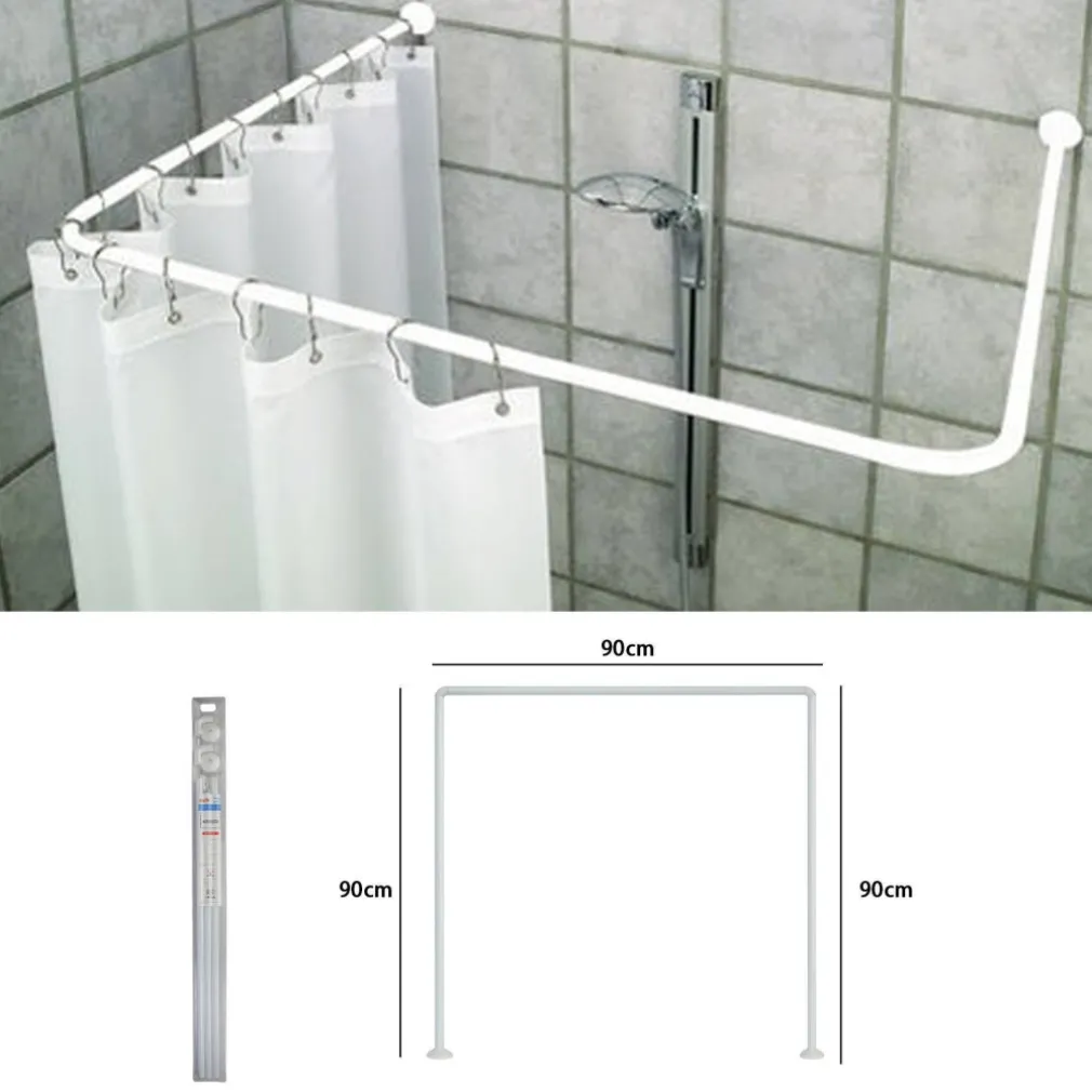 SUPPORTO TENDA DOCCIA IN ACCIAIO BIANCO BAGNO 90X90X90 BASTONE ASTA TELAIO CURVO
