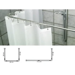 SUPPORTO TENDA DOCCIA IN ACCIAIO GRIGIO BAGNO 80X80X80 BASTONE ASTA TELAIO CURVO