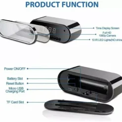 SVEGLIA OROLOGIO CON TELECAMERA SPIA NASCOSTA CON VISIONE NOTTURNA SORVEGLIANZA