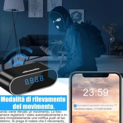 SVEGLIA OROLOGIO CON TELECAMERA SPIA NASCOSTA CON VISIONE NOTTURNA SORVEGLIANZA