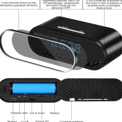 SVEGLIA OROLOGIO CON TELECAMERA SPIA NASCOSTA CON VISIONE NOTTURNA SORVEGLIANZA