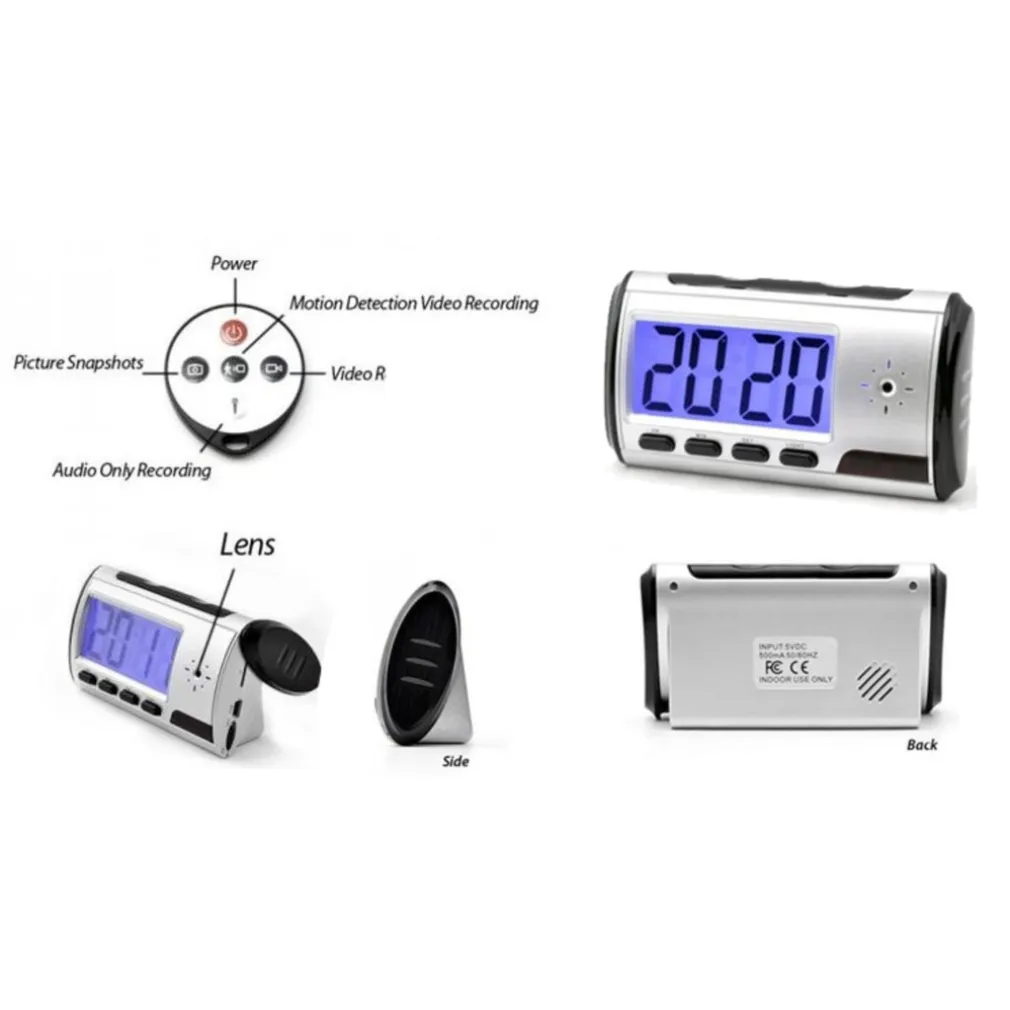 SVEGLIA OROLOGIO SPIA MICROSPIA CIMICE SPY CAM CON RILEVATORE DI MOVIMENTO HD