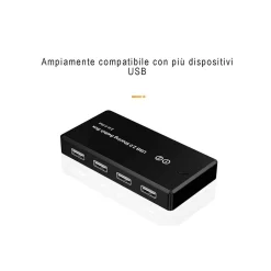 SWITCH BOX USB 2.0 HUB 2 INGRESSI 4 USCITE PER CONDIVIDERE 2 PC COMPUTER Q-U100
