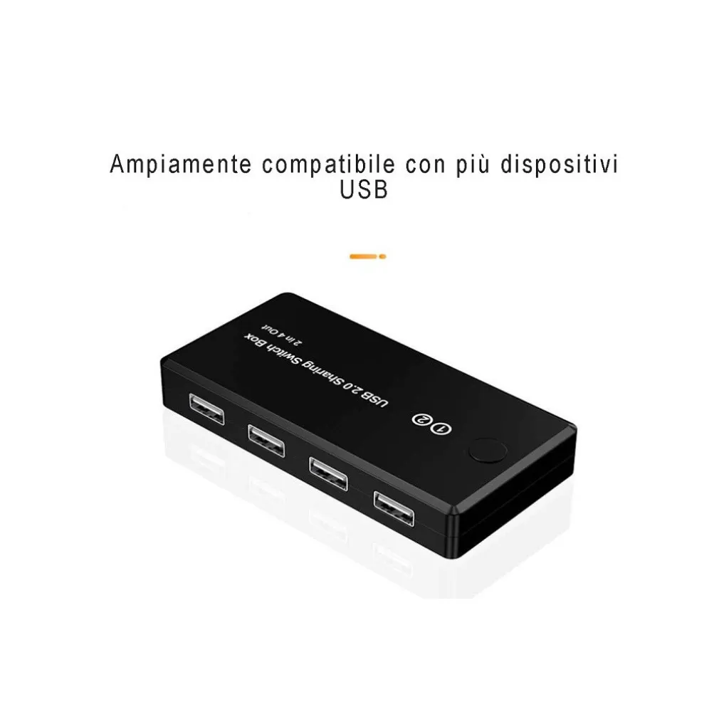 SWITCH BOX USB 2.0 HUB 2 INGRESSI 4 USCITE PER CONDIVIDERE 2 PC COMPUTER Q-U100