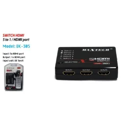 SWITCH HDMI 3D 1.3 5 INGRESSI 1080P CON TELECOMANDO PER TV PS3 XBOX MAXTECH DK-305