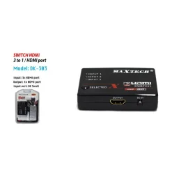 SWITCH HDMI 3D 3 INGRESSI 1080P CON TELECOMANDO PER TV PS3 XBOX DVD MAXTECH DK-303