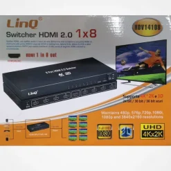 SWITCH SWITCHER HDMI 2.0 1X8 PORTE HDMI UHD SUPPORTO 4K 2K 3D SPLITTER HDV14108