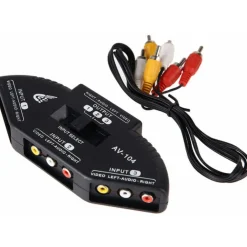 SWITCH TRIPLO AV 3 IN 1 OUT MULTI BOX RCA VIDEO AUDIO PER GIOCHI TV DVD CAMERA