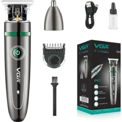 TAGLIA CAPELLI BARBA PROFESSIONALE IMPERMEABILE CORDLESS TRIMMER 2IN1 VGR V-258