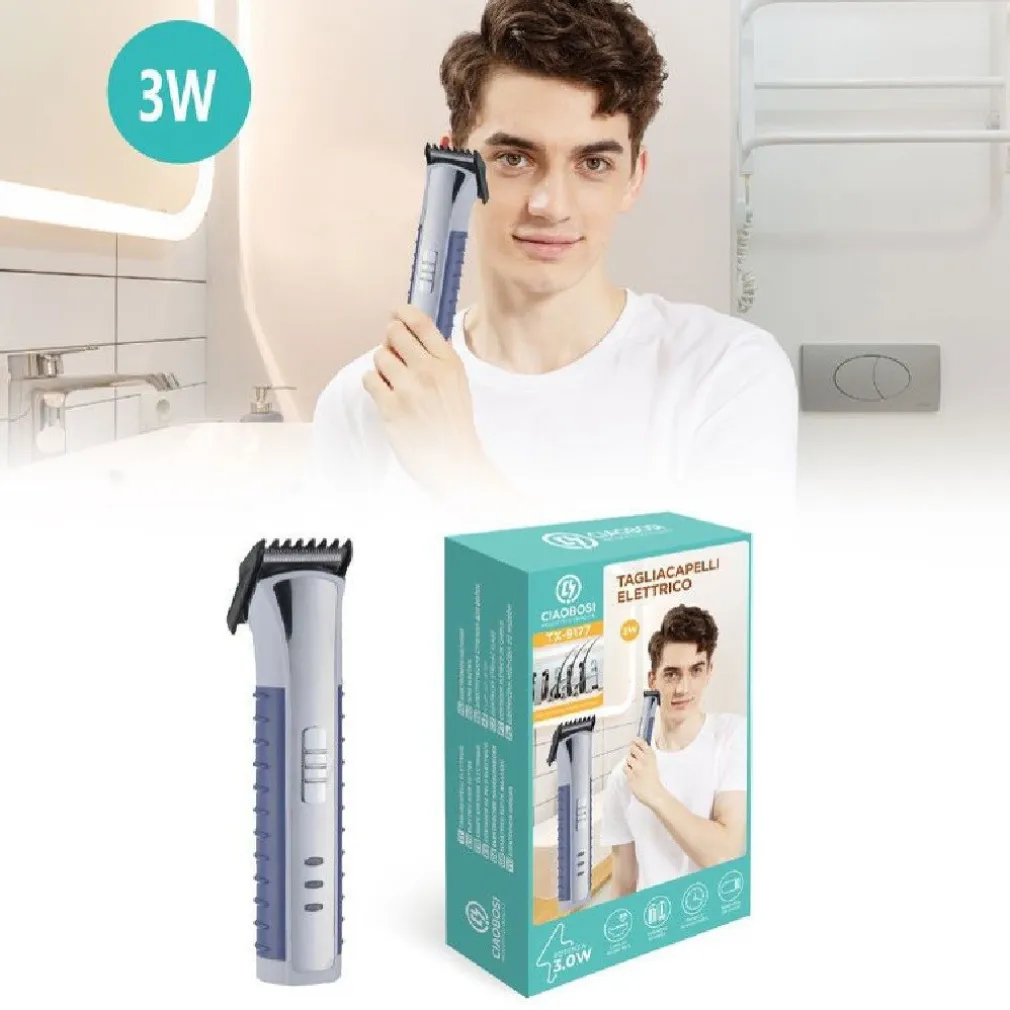 TAGLIA CAPELLI ELETTRICO A BATTERIA RICARICABILE 3WATT PORTATILE VIAGGIO TX-9177