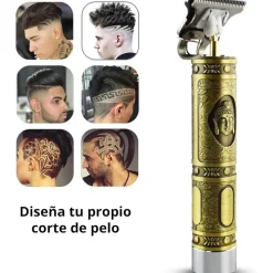 TAGLIA CAPELLI RASOIO ELETTRICO PROFESSIONALE REGOLA BARBA A BATTERIA BUDDHA ORO