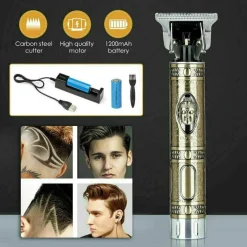 TAGLIA CAPELLI RASOIO ELETTRICO PROFESSIONALE REGOLA BARBA A BATTERIA BUDDHA ORO
