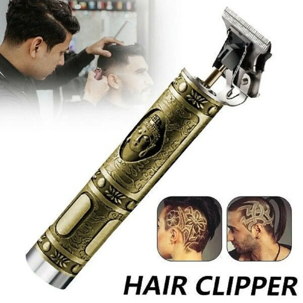 TAGLIA CAPELLI RASOIO ELETTRICO PROFESSIONALE REGOLA BARBA A BATTERIA BUDDHA ORO