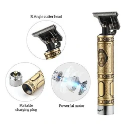 TAGLIA CAPELLI RASOIO ELETTRICO PROFESSIONALE REGOLA BARBA A BATTERIA BUDDHA ORO