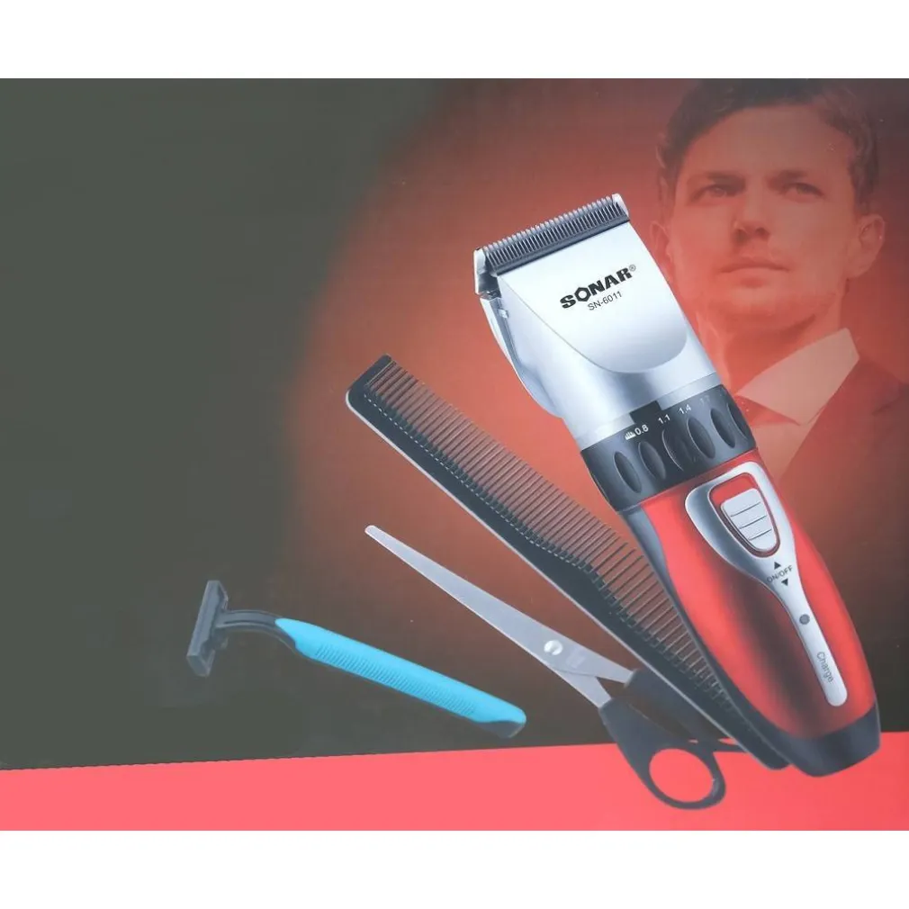 TAGLIA CAPELLI RICARICABILE RASOIO REGOLA BARBA SENZA FILI LAMA ACCIAIO SN6011