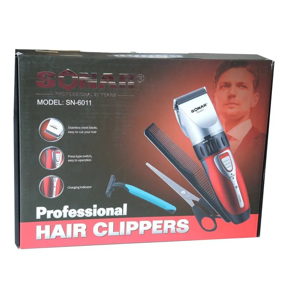 TAGLIA CAPELLI RICARICABILE RASOIO REGOLA BARBA SENZA FILI LAMA ACCIAIO SN6011