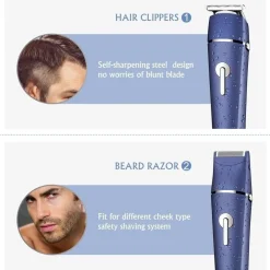 TAGLIA CAPELLI RICARICABILE RASOIO TAGLIACAPELLI BARBA IMPERMEABILE REGALO UOMO