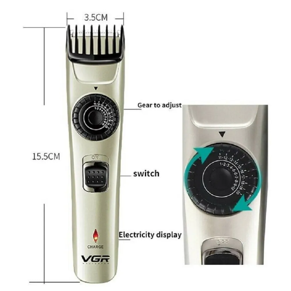 TAGLIA CAPELLI TAGLIACAPELLI RASOIO REGOLA BARBA RICARICABILE VGR V-031