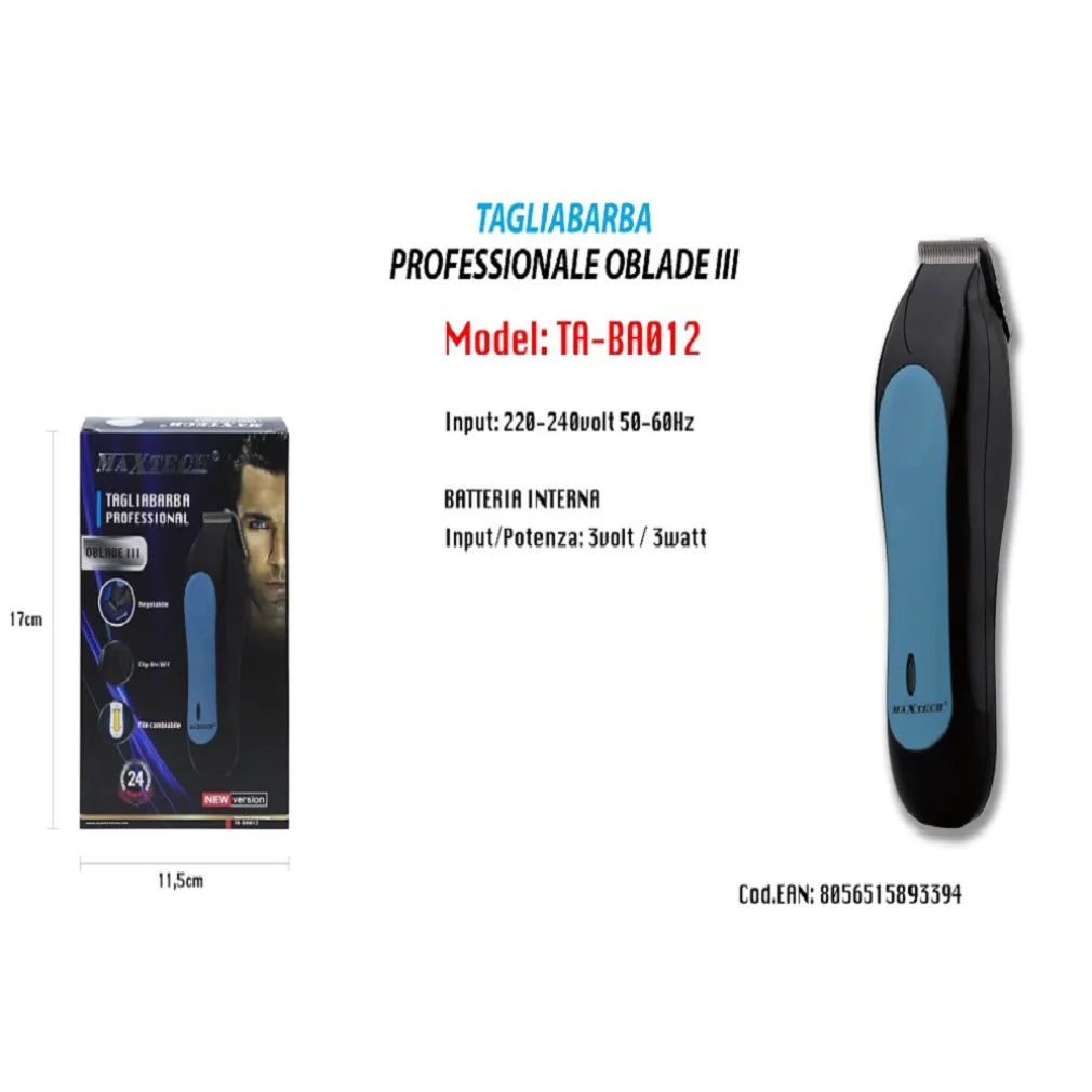 TAGLIABARBA PROFESSIONALE OBLADE III MAXTECH RASOIO REGOLABILE UOMO NEW VERSION TA-BA012