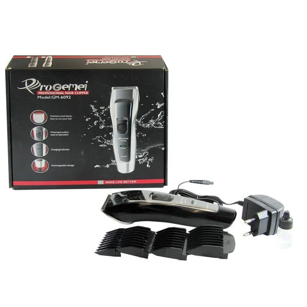 TAGLIACAPELLI A BATTERIA GM-6092 RASOIO PROFESSIONALE REGOLABARBA RICARICABILE