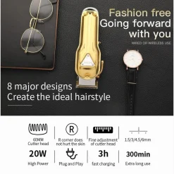 TAGLIACAPELLI ELETTRICO BATTERIA RICARICABILE PROFESSIONALE CON/SENZA CAVO V-133