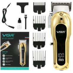 TAGLIACAPELLI ELETTRICO TRIMMER BARBA REGOLABILE PROFESSIONALE VGR V-680 DISPLAY