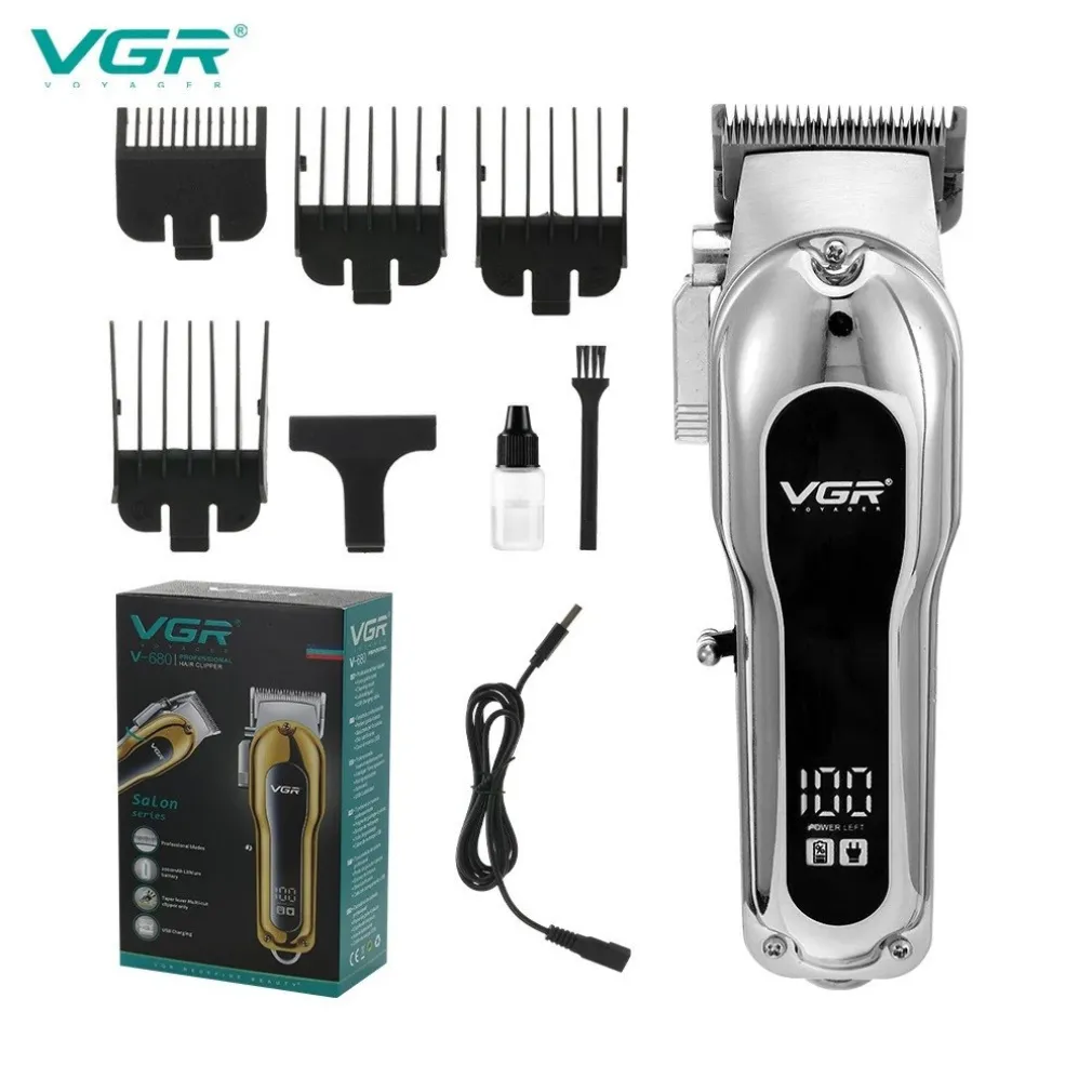 TAGLIACAPELLI ELETTRICO TRIMMER BARBA REGOLABILE PROFESSIONALE VGR V-680 DISPLAY