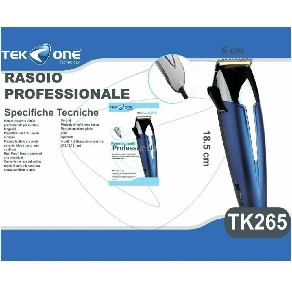 TAGLIACAPELLI ELETTRICO TEKONE TK265 PROFESSIONALE RASOIO BARBA PETTINI