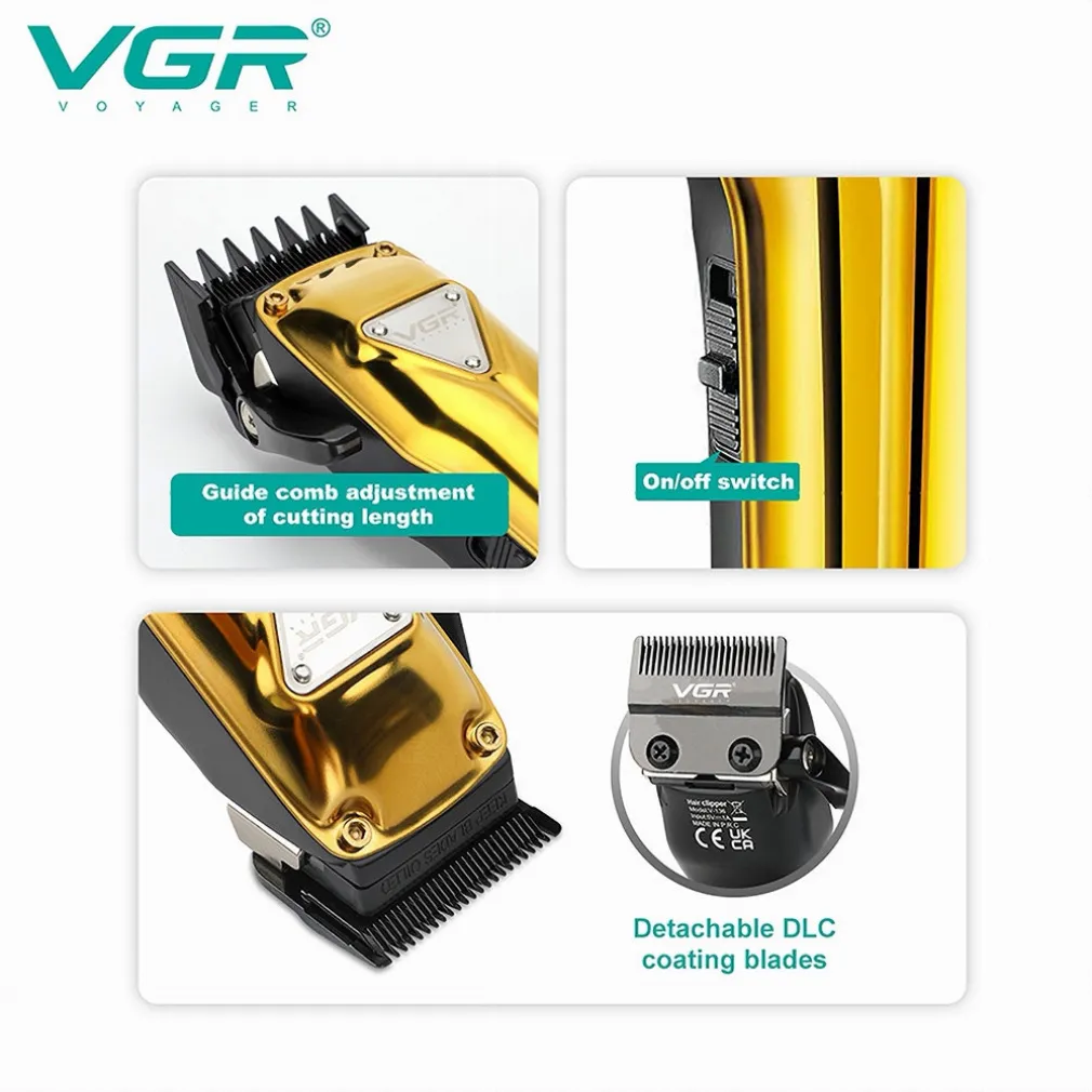 TAGLIACAPELLI IN METALLO SENZA FILI PROFESSIONALE RICARICABILE USB DISPLAY V-136