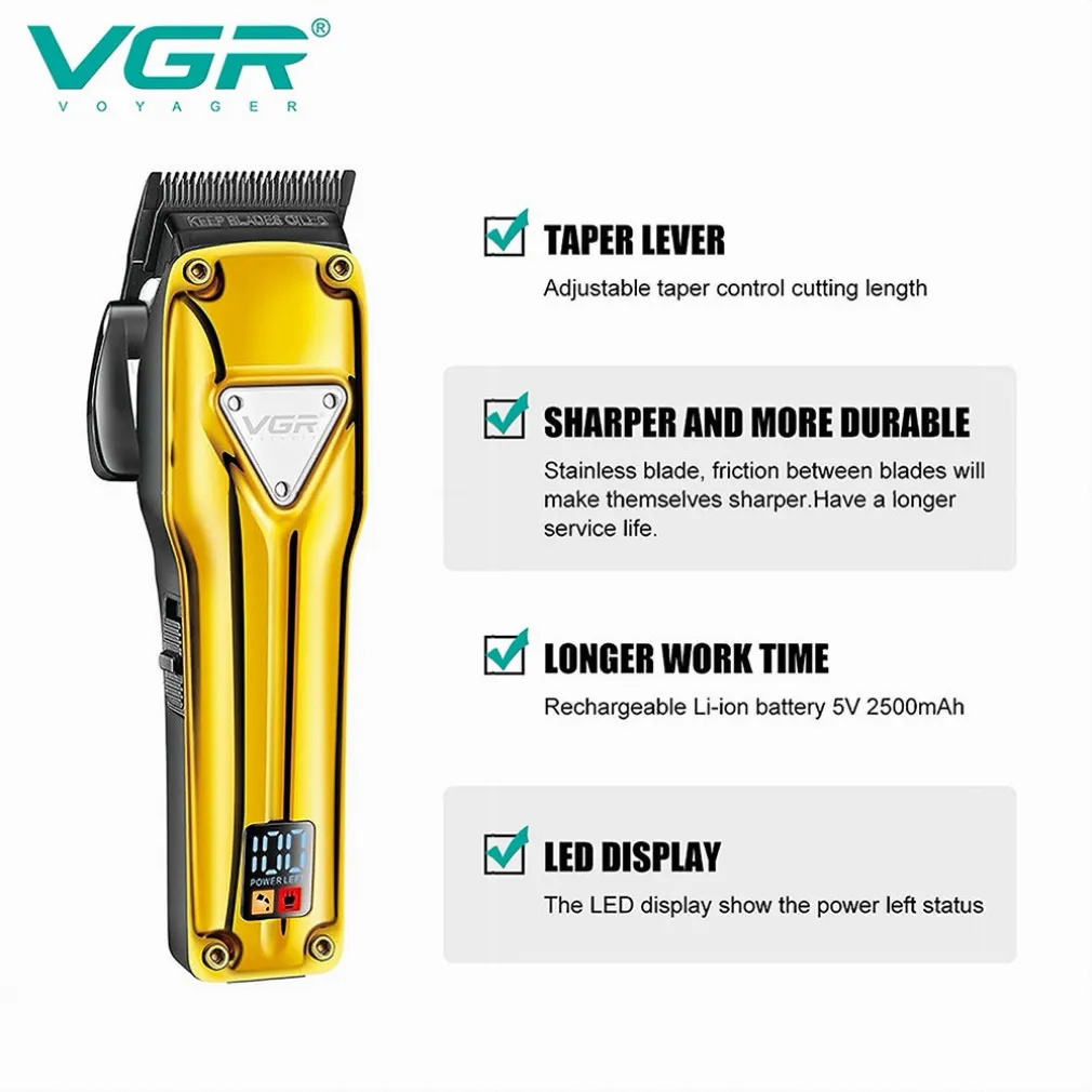 TAGLIACAPELLI IN METALLO SENZA FILI PROFESSIONALE RICARICABILE USB DISPLAY V-136