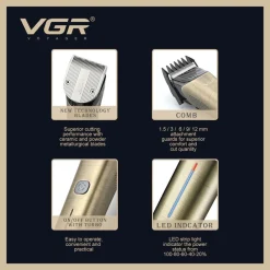 TAGLIACAPELLI IN METALLO SENZA FILI A DOPPIO MOTORE CON LAMA A T UOMO VGR V-669