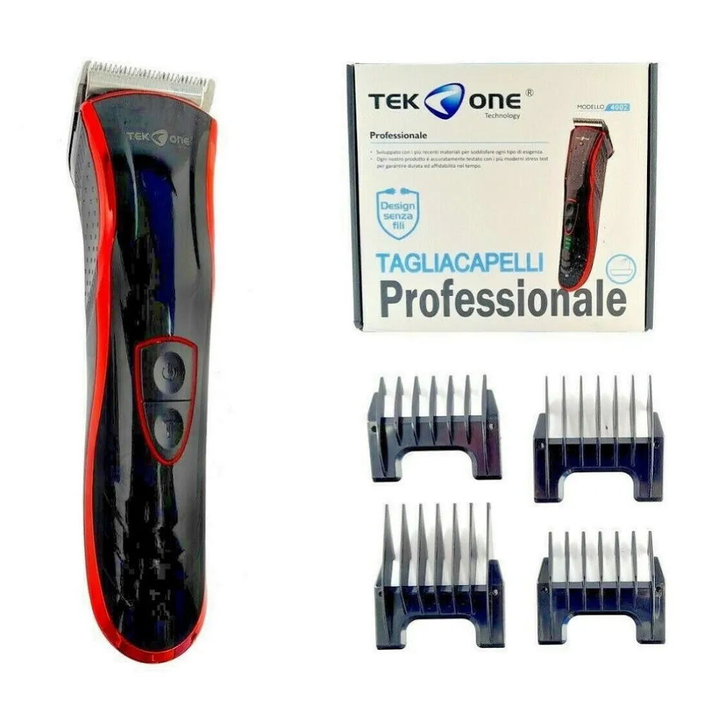 TAGLIACAPELLI PROFESSIONALE RASOIO BARBA ELETTRICO RICARICABILE 4 GUIDE 4002