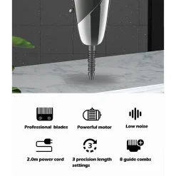TAGLIACAPELLI PROFESSIONALE VGR V-127 LAMA IN ACCIAIO 8 PETTINI GUIDA CON FILO