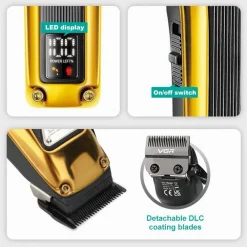 TAGLIACAPELLI PROFESSIONALE IN METALLO A BATTERIA DISPLAY DIGITALE USB VGR V137