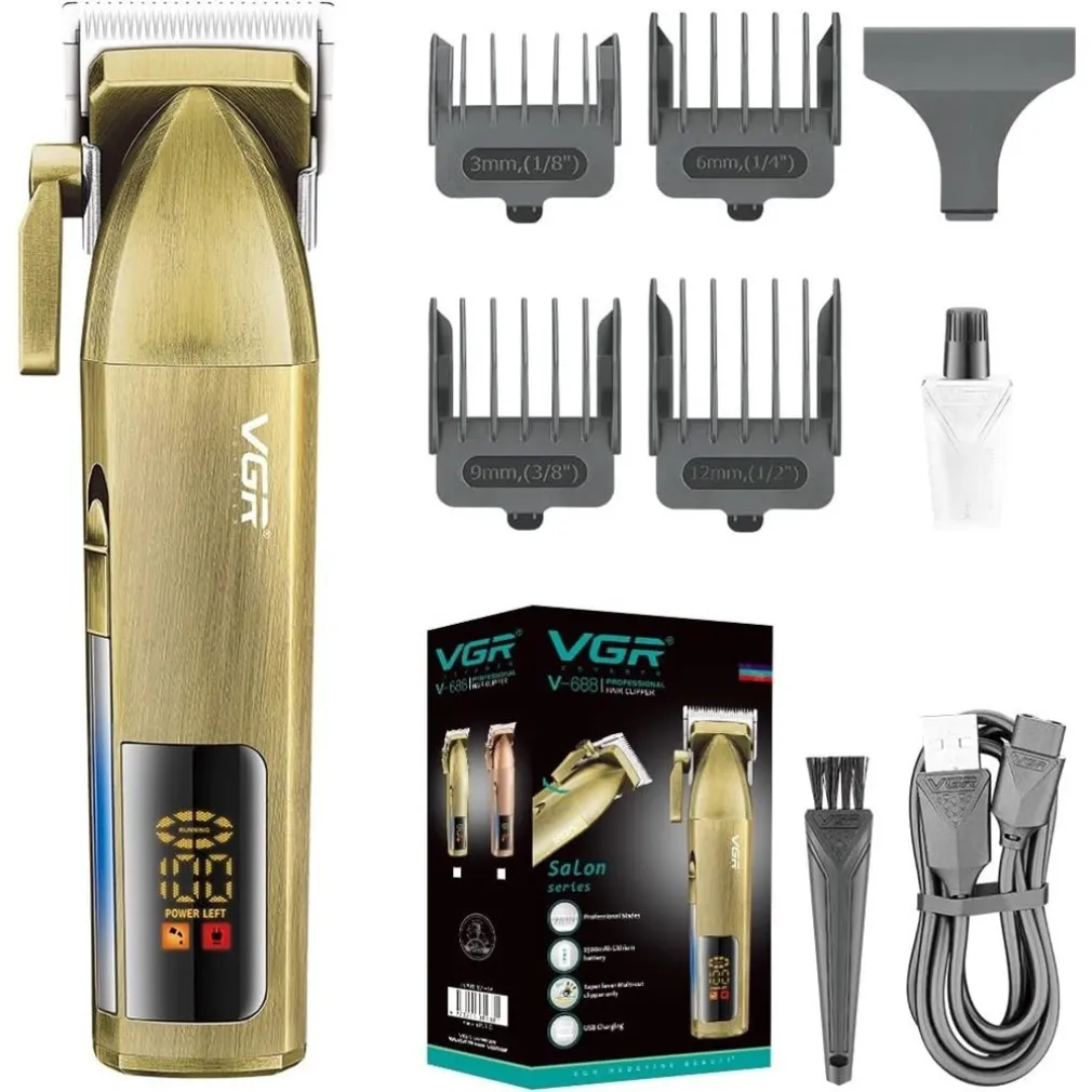 TAGLIACAPELLI PROFESSIONALE SENZA FILI DISPLAY LED A BATTERIA RICARICABILE V-688