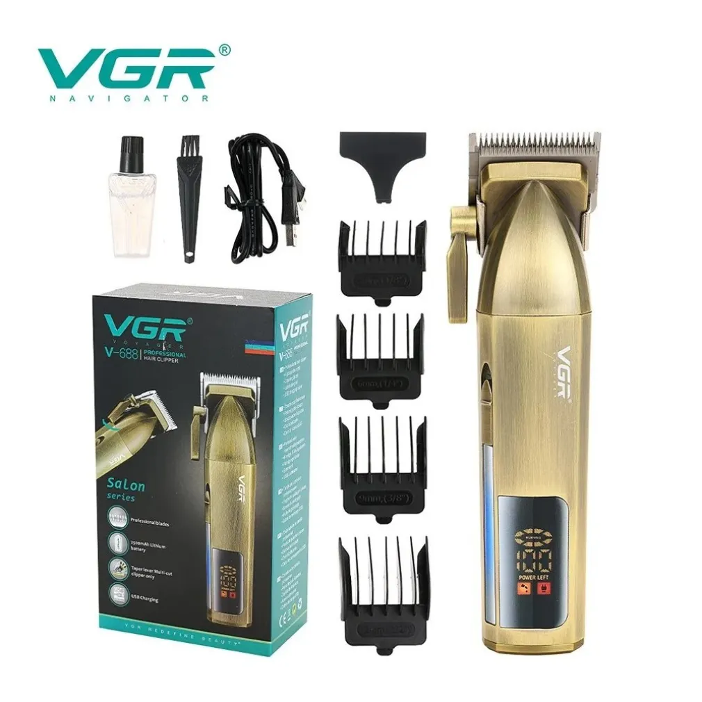 TAGLIACAPELLI PROFESSIONALE SENZA FILI DISPLAY LED A BATTERIA RICARICABILE V-688