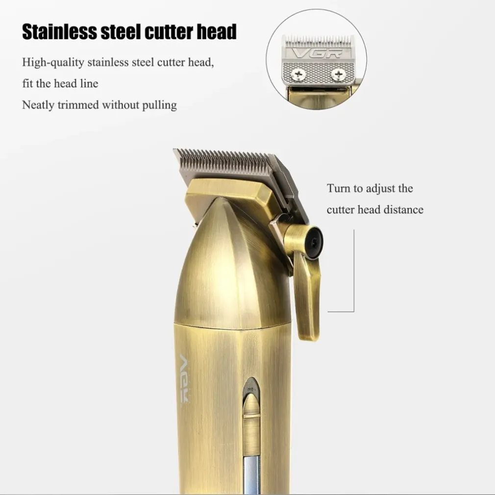 TAGLIACAPELLI PROFESSIONALE SENZA FILI DISPLAY LED A BATTERIA RICARICABILE V-688