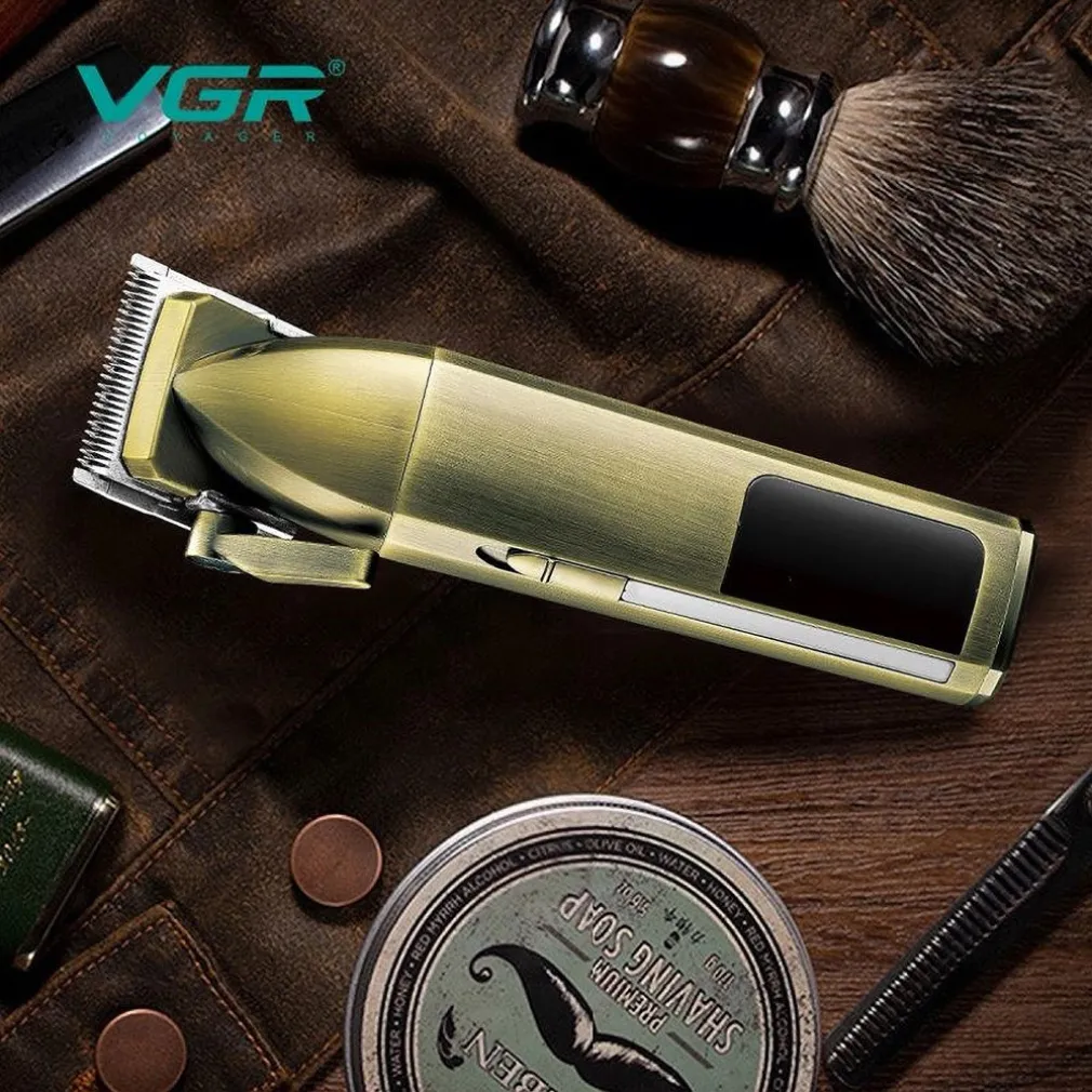 TAGLIACAPELLI PROFESSIONALE SENZA FILI DISPLAY LED A BATTERIA RICARICABILE V-688