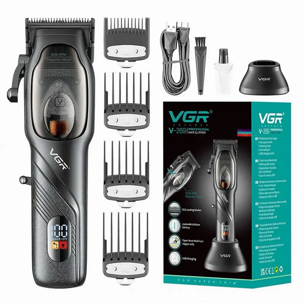 TAGLIACAPELLI PROFESSIONALE DA UOMO RICARICABILE USB INDICATORE LED RASOIO V-269