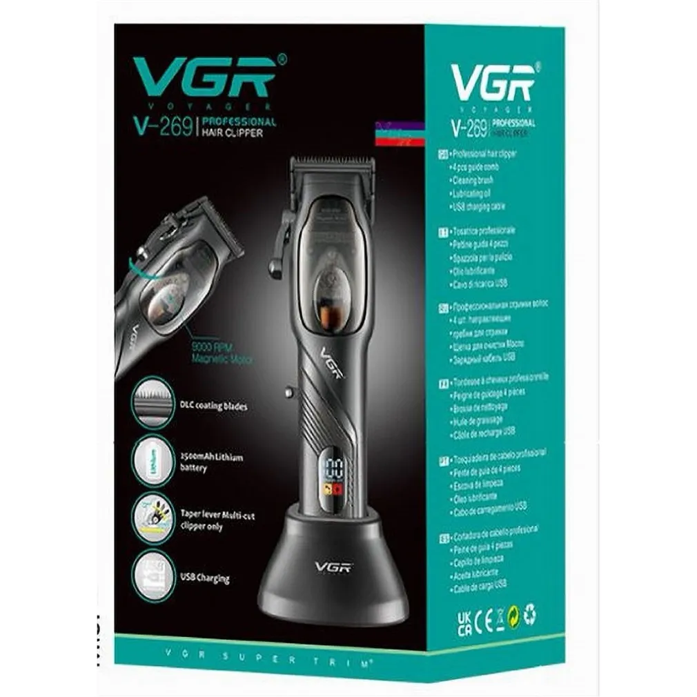 TAGLIACAPELLI PROFESSIONALE DA UOMO RICARICABILE USB INDICATORE LED RASOIO V-269