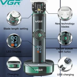 TAGLIACAPELLI PROFESSIONALE BARBA TRIMMER RICARICA RAPIDA CON PETTINI GUIDA V671