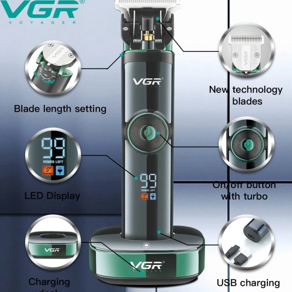 TAGLIACAPELLI PROFESSIONALE BARBA TRIMMER RICARICA RAPIDA CON PETTINI GUIDA V671