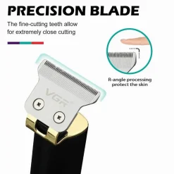 TAGLIACAPELLI PROFESSIONALE SENZA FILI LAMA A T UOMO A BATTERIA RASOIO VGR V-009