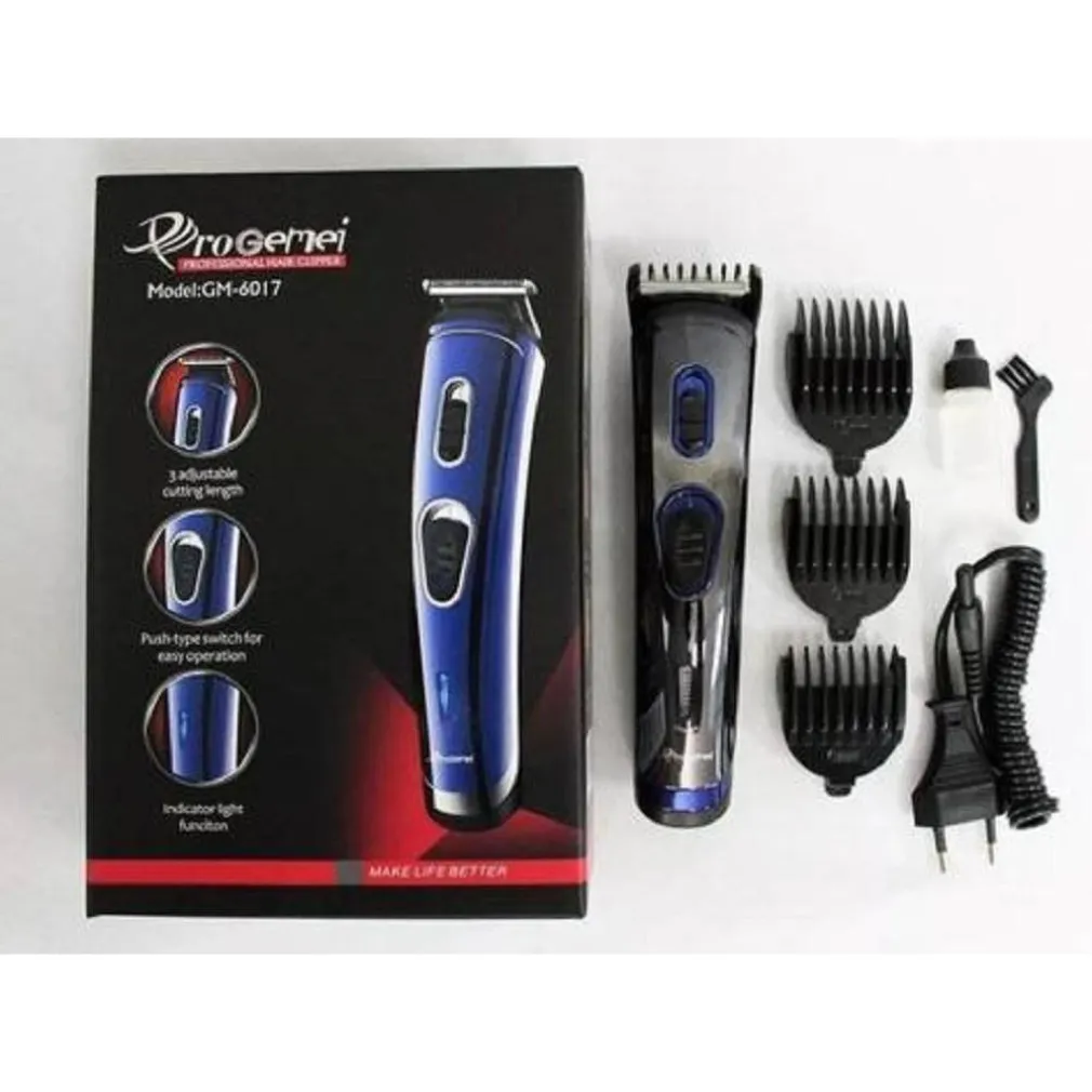 TAGLIACAPELLI PROFESSIONALE RICARICABILE A BATTERIA BLU O GRIGIA GEEMY GM-6017