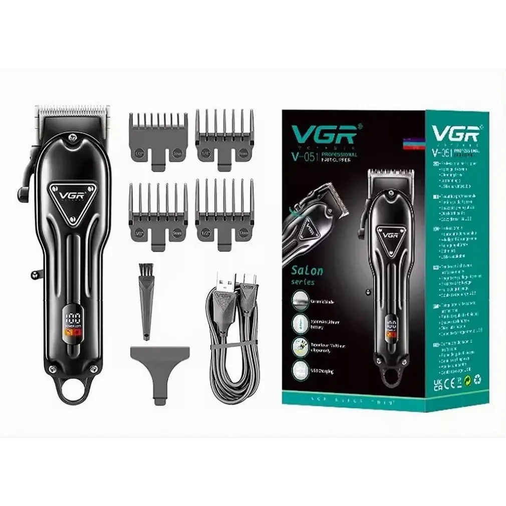 TAGLIACAPELLI PROFESSIONALE UOMO PORTATILE RICARICA USB DISPLAY DIGITALE V-051