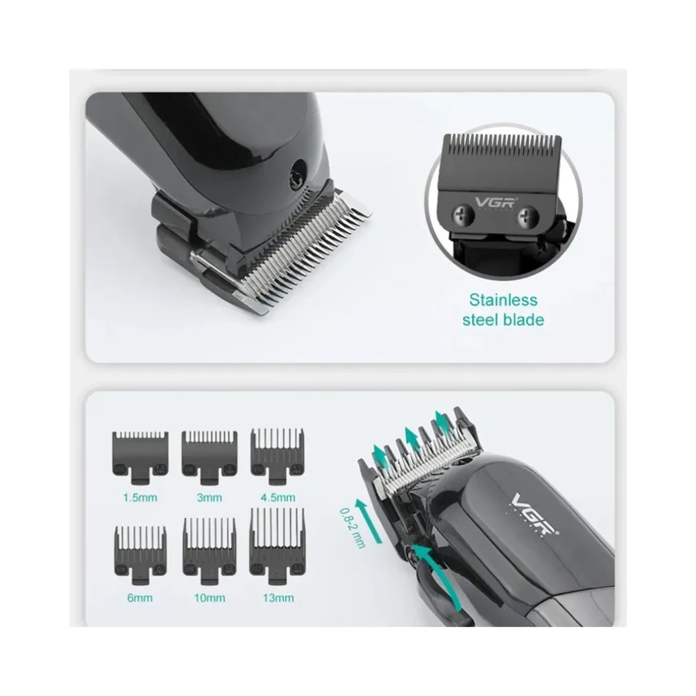 TAGLIACAPELLI PROFESSIONALE CON/SENZA FILO CON DISPLAY LED RASOIO USB VGR V-118