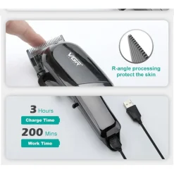 TAGLIACAPELLI PROFESSIONALE CON/SENZA FILO CON DISPLAY LED RASOIO USB VGR V-118